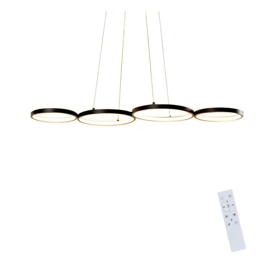 ZMH Lampada a sospensione moderna per sala da pranzo a 4 fiamme altezza regolabile 88 cm effetto anello per ufficio