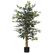 Pianta Artificiale di Fico da 130 cm a 702 Foglie e 3 Tronchi con Vaso Ø15x12.5 cm, per Interni ed Esterni