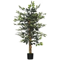 Pianta Artificiale di Fico da 130 cm a 702 Foglie e 3 Tronchi con Vaso Ø15x12.5 cm, per Interni ed Esterni