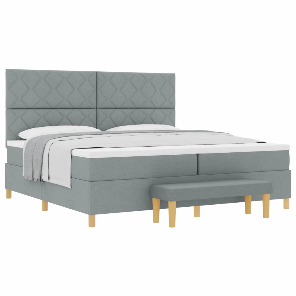Letto a molle con materasso Grigio chiaro 200 x 200 cm Tessuto