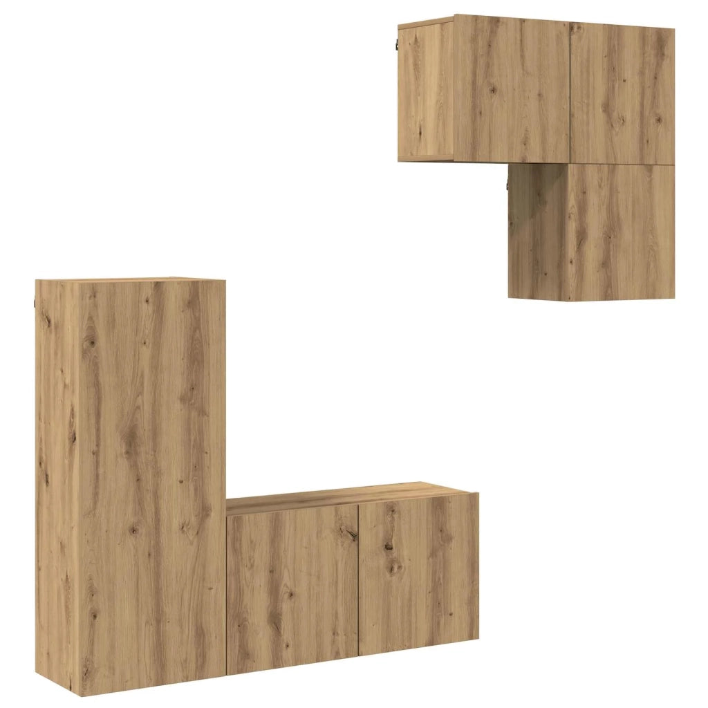 Mobile TV 4 pz | Armadietto TV | Mobile Porta TV Rovere artigianale Legno multistrato