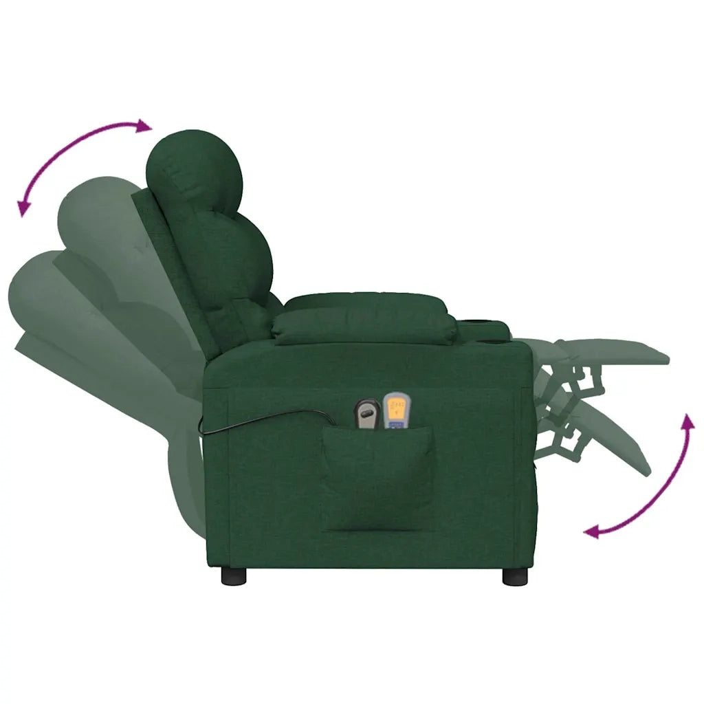 Poltrona Massaggiante Elettrica Verde Scuro in Tessuto cod mxl 31950