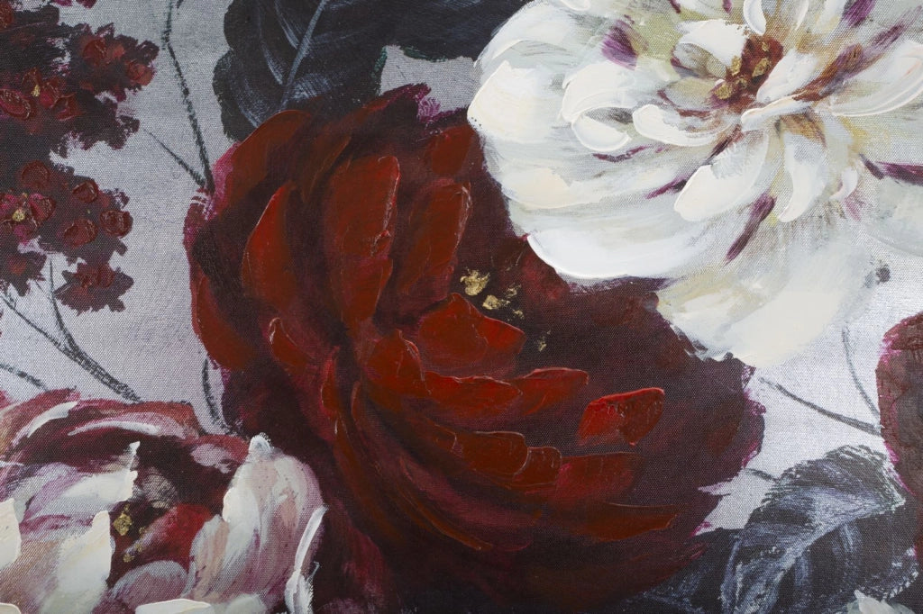 DIPINTO SU TELA WHITE/RED FLOWER DARKBACK CM  120X3,7X60