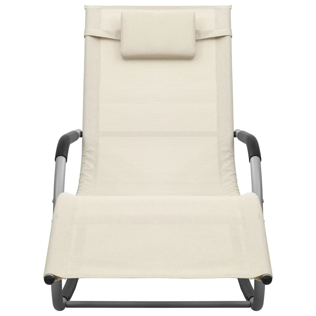 Lettino Prendisole in Textilene Crema e Grigio 310506
