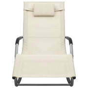 Lettino Prendisole in Textilene Crema e Grigio 310506