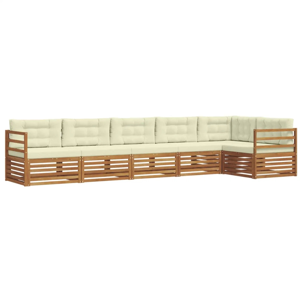 Set di divani da esterno con cuscino 6 pcs Naturale e Crema