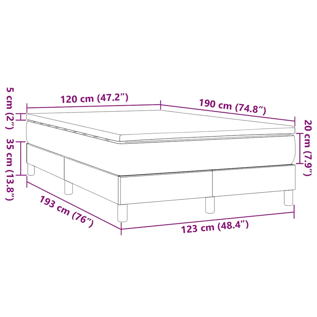 Giroletto a Molle con Materasso Grigio Scuro 120x190cm Tessuto 3269691