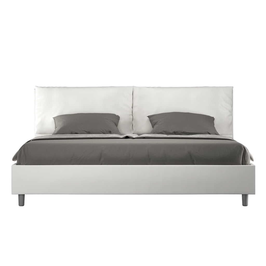 BS COM Letto matrimoniale king size contenitore imbottito 200x200 similpelle bianco