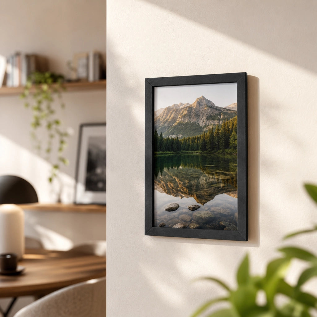 Cornice Portafoto Legno Nero Con Passepartout Disponibile in 10x15, 13x18, 20x30, 30x40 10 x 15 cm