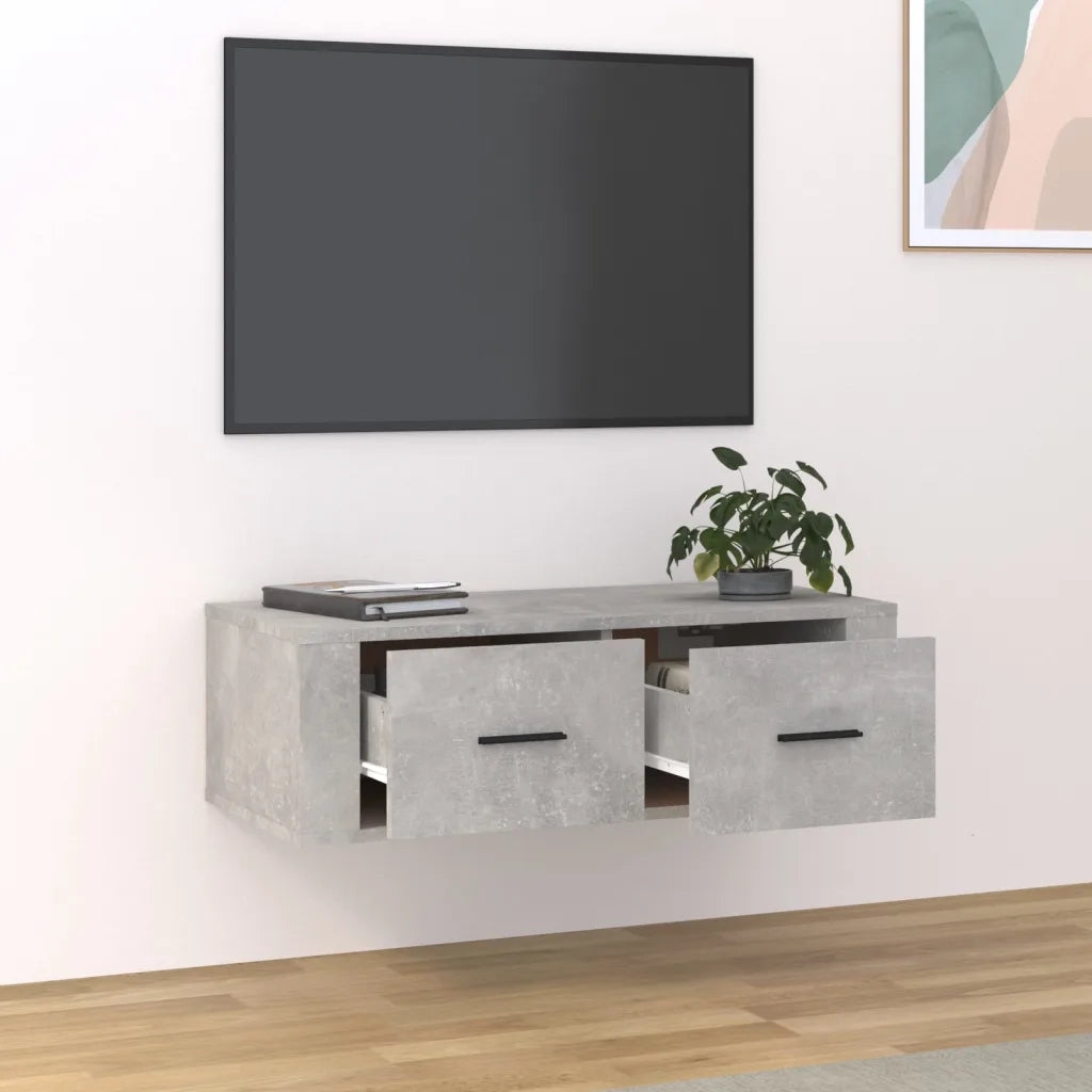 Mobile TV Pensile Grigio Cemento 80x36x25 cm Legno Multistrato 816836