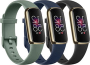 Set di cinture sportive in silicone per Fitbit Luxe - Flessibile e regolabile - Donna e uomo - Set di 3 cinture di riserva in nero, blu e verde avocado