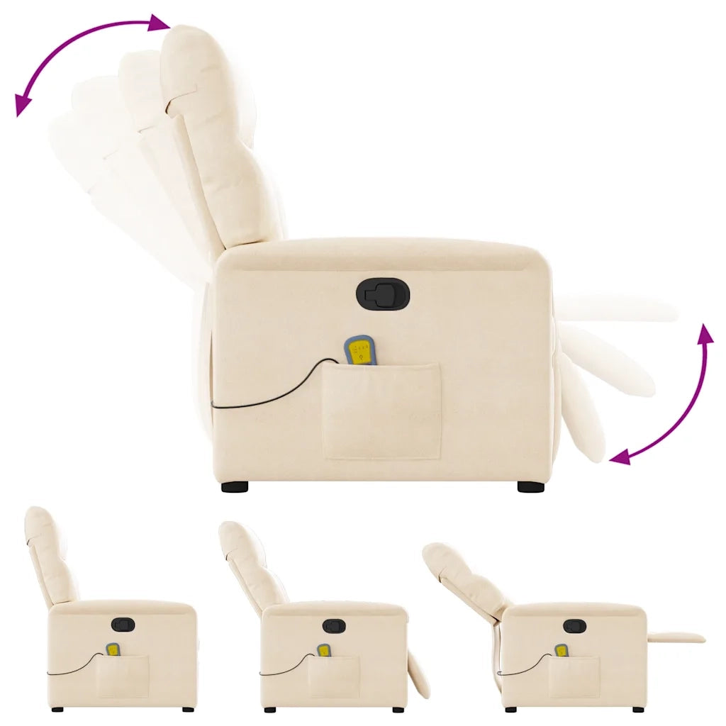 Poltrona Massaggiante Reclinabile Beige in Tessuto Microfibra 4015575