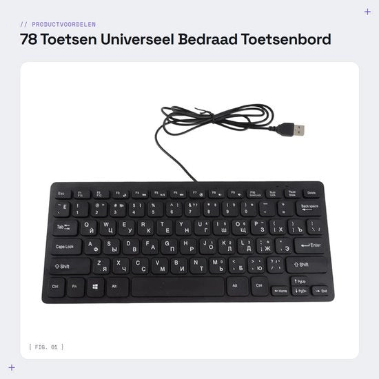 Tastiera Ultradun - Tastiera Universale - Tastiera a Cavo - Tastiera per Laptop/Desktop - Tastiera per Computer (Tastiera Bilingue Russo/Francese/Tedesco) - Controllo di Qualità Garantito - Tastiera Computer