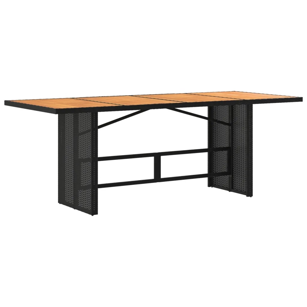 Tavolo Giardino | Tavolino da esterno Piano Legno Acacia Nero 190x80x74cm Polyrattan