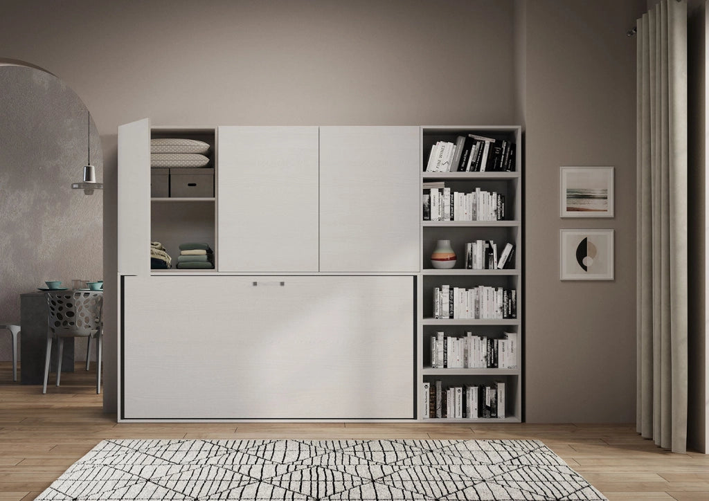 Letto Singolo a Scomparsa Composizione G Kando H194,4 Bianco Frassino