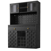 Colonna da cucina con 2 porte; LED RGB e USB - per cucina - in MDF e acrilico - 120×40×178 cm - nero