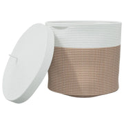 Cestino Portaoggetti Coperchio Marrone e Bianco ?40x35cm Cotone CFW5087645