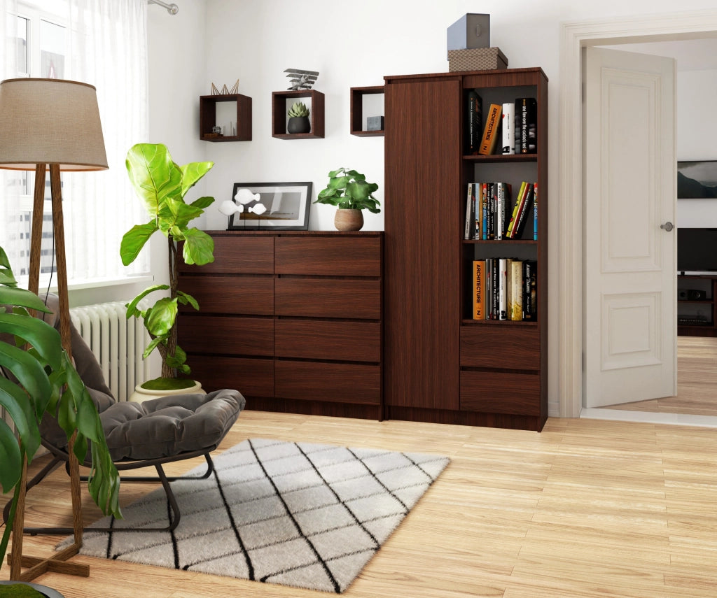 Armadio da ufficio AKORD R11 Wengé 80 cm 1 anta 2 cassetti 80x35x180 cm