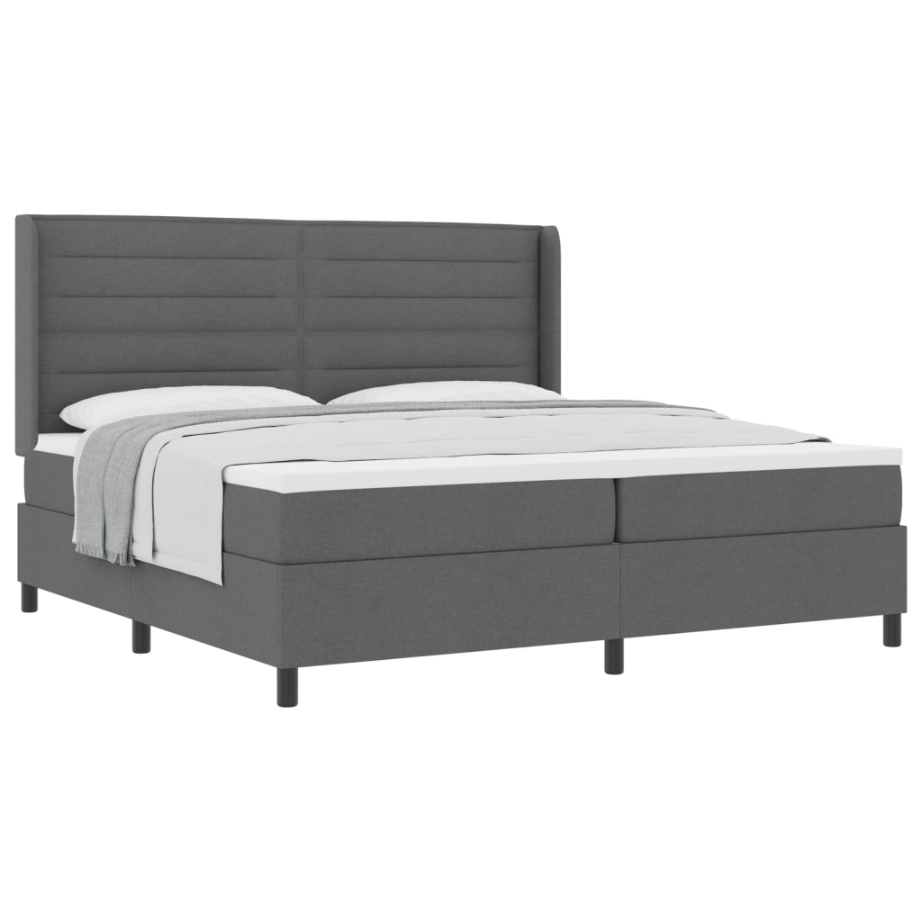 Letto Box Spring vitaXL con Materasso Grigio Scuro 200x200 cm in Tessuto