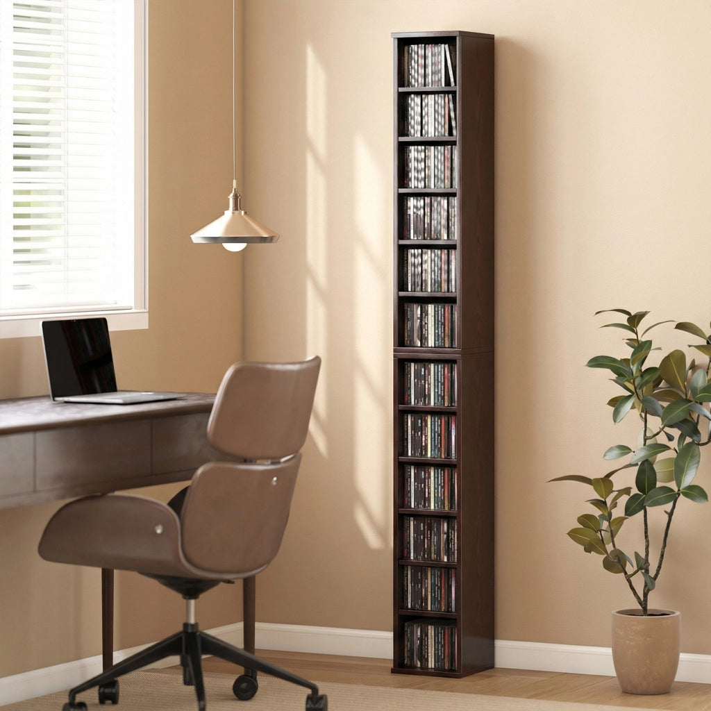 Libreria a colonne per CD e DVD ¨C zephmum ¨C marrone 21x22.5x88.5 cm