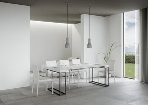 Consolle Allungabile in Legno e Ferro H77x40x90/300cm Epoca Bianco Frassino Classica