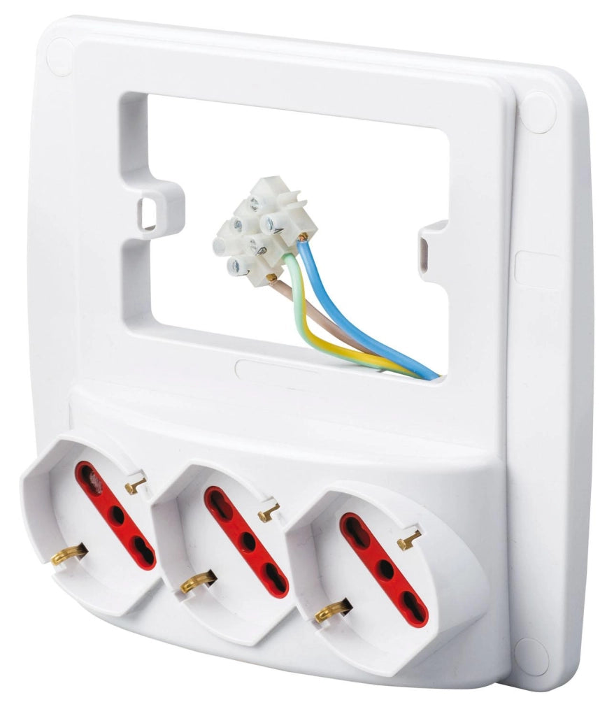 MULTIPRESA DA PARETE SCHUKO EMILIA SMART ROSI 3 Prese schuko 2P+T 10/16A - Col. Bianco - ROSI