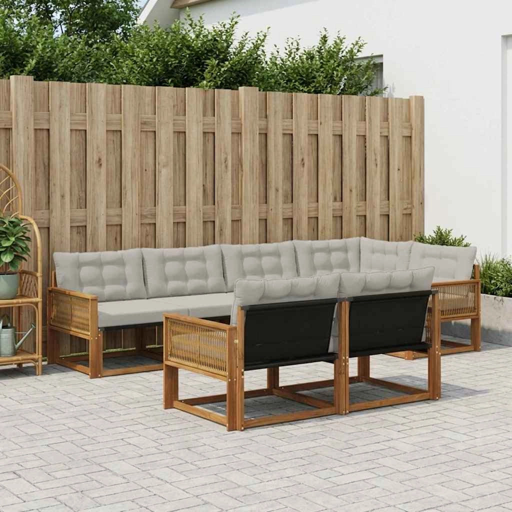 Set di divani da esterno 7 pz Naturale e Grigio Chiaro 3381491