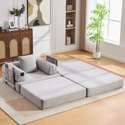 DIVANO modulare in corduroy 112x190x67 cm Grigio Chiaro con cuscino