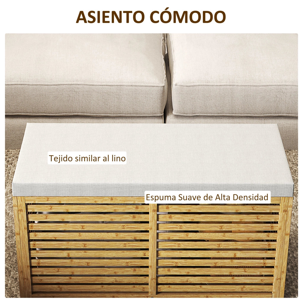 Cassa per Ripostiglio ¨C Minimal ¨C Grigio e Naturale Bamb¨´ 90x42x43 cm
