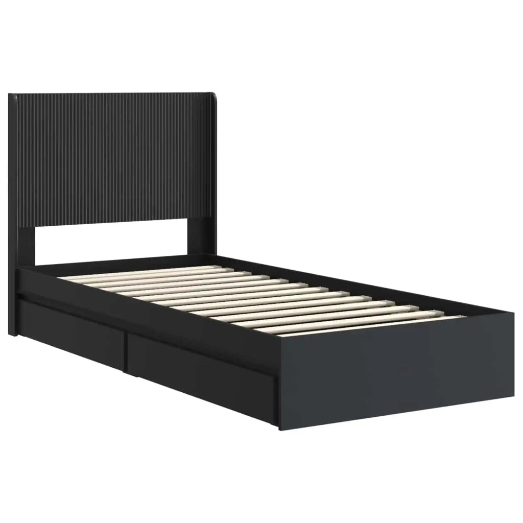 Struttura del letto con stoccaggio e testata-Giroletto con contenitore Nero 90 x 190 cm 668006