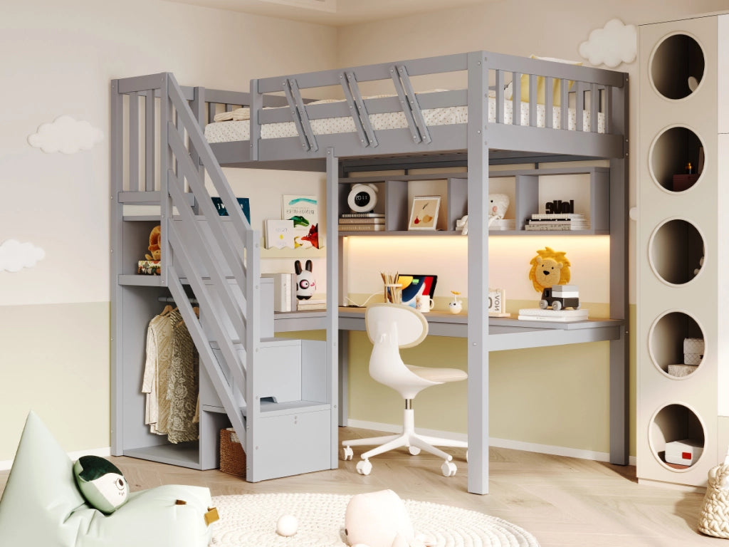 letto in legno grigio 143.5 x 205 cm