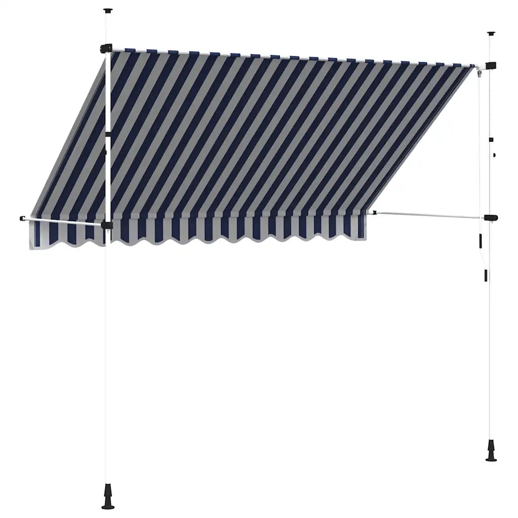 Tenda da Sole Retrattile Manuale 300 cm a Strisce Blu e Bianche 43222