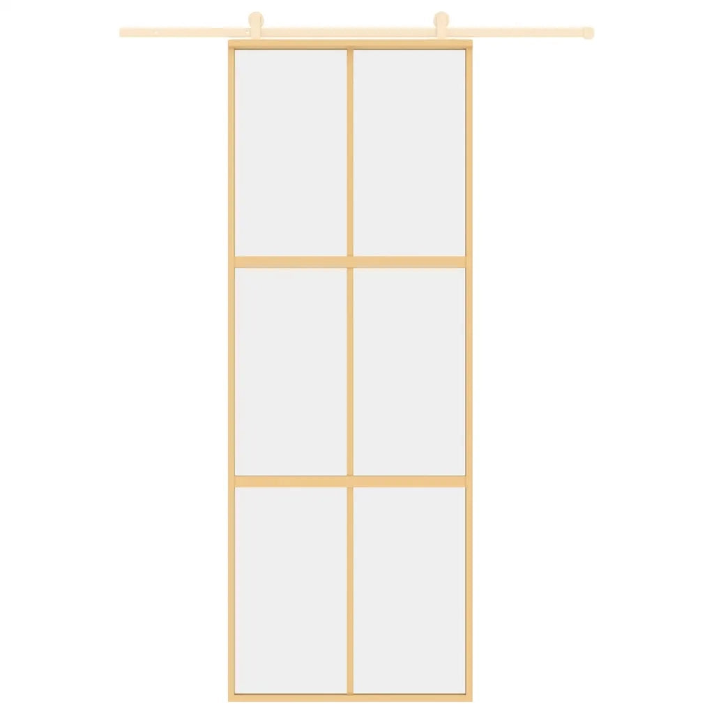 Porta Scorrevole Dorata 76x205 Vetro Trasparente ESG Alluminiocod mxl 107689