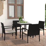 Set da Pranzo da Giardino 5 pz in Polyrattan Nero