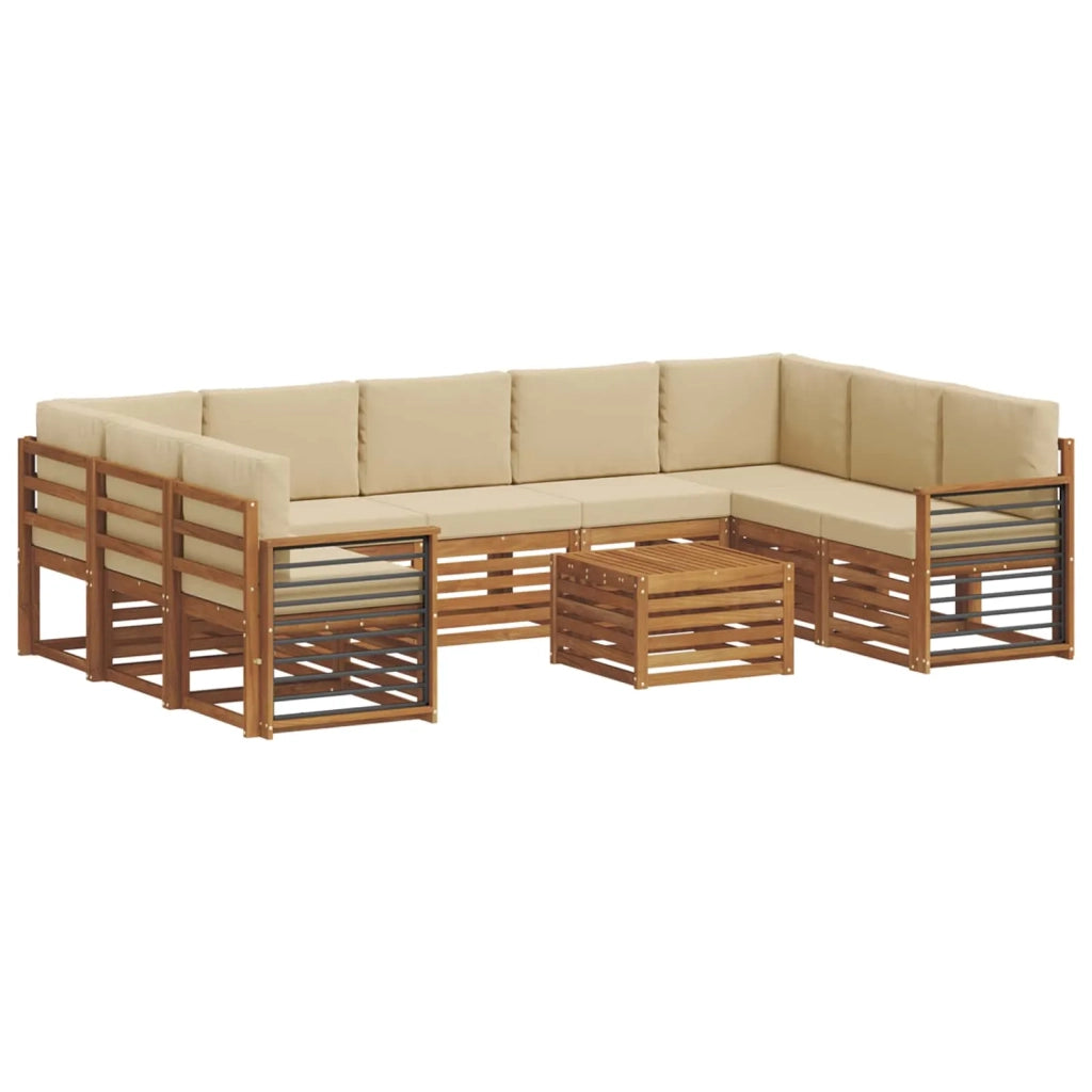 Set divani 10 pcs Naturale e Beige Legno di Acacia Massello 3375533