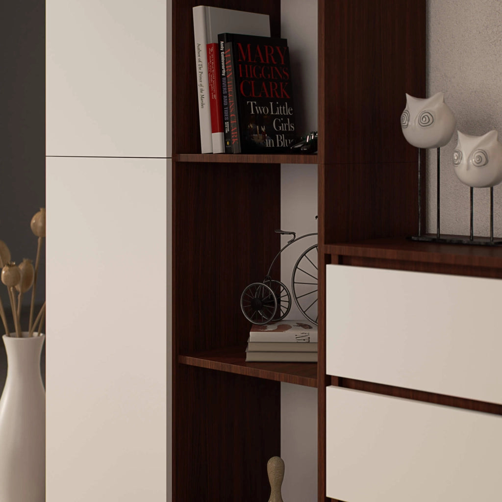 Armadio da ufficio AKORD R80 Wengé 80 cm 1 anta inserto frontale Bianco 80x35x180 cm