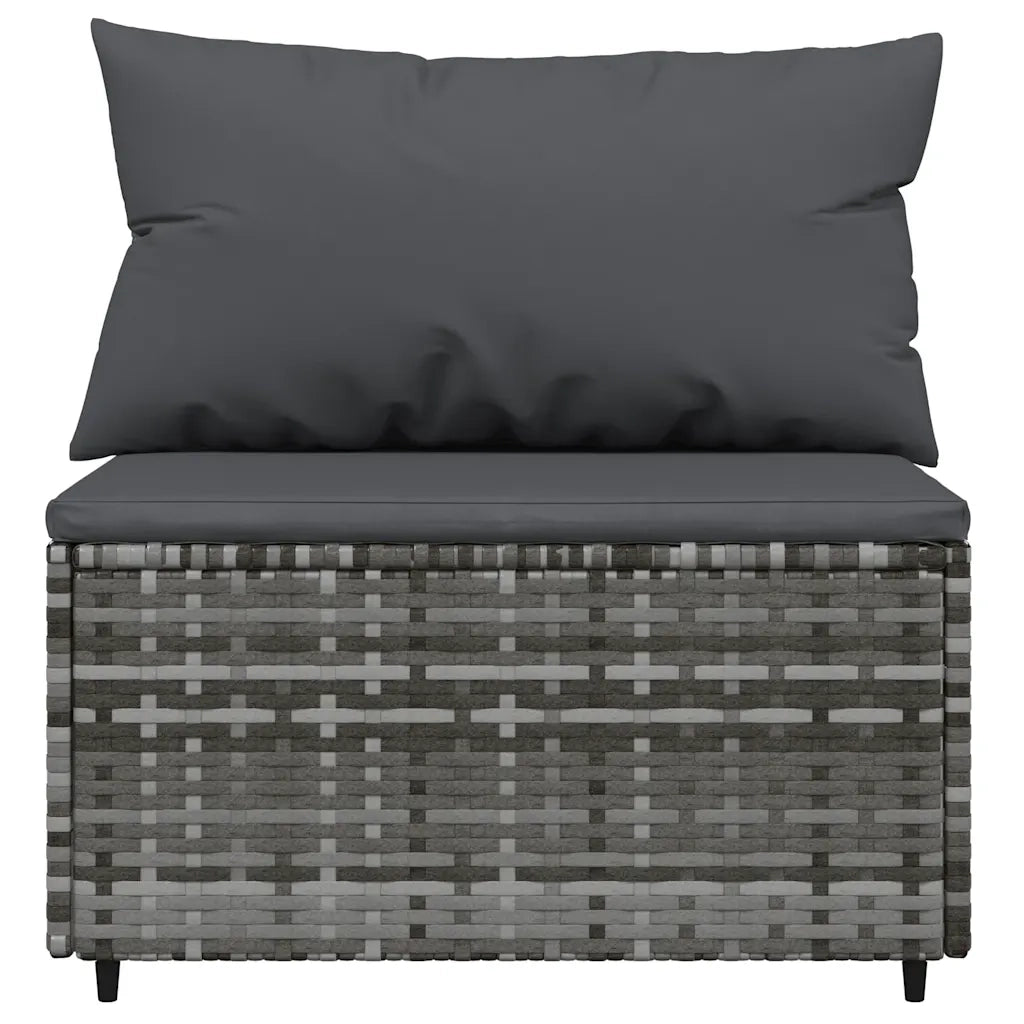 Divano Centrale da Giardino con Cuscini-Sofa Modulare-Divanetto da esterno in Polyrattan Grigio 299375