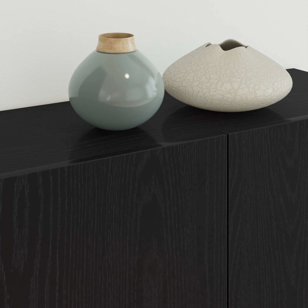 Mobile TV 4 pz Rovere Nero Legno ingegnerizzato 3402766