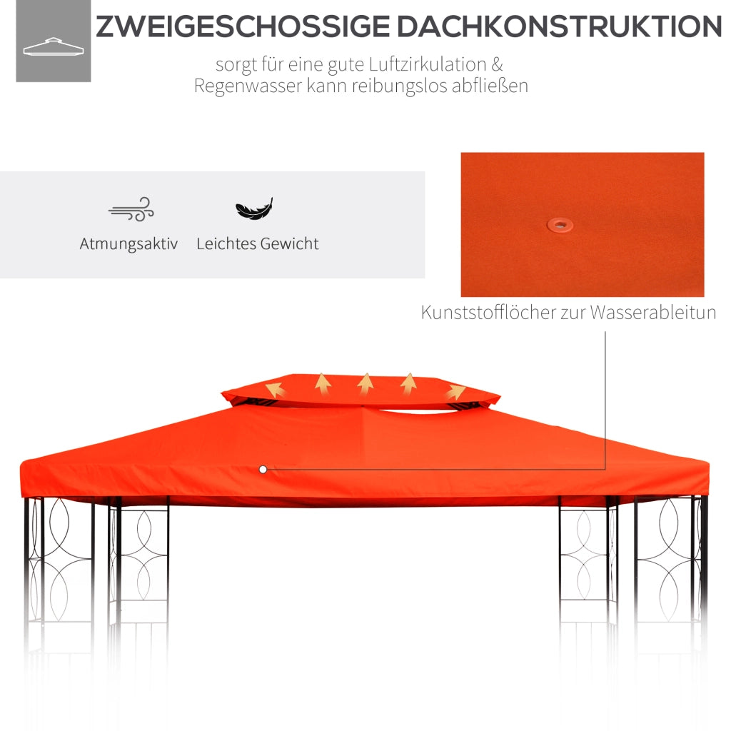 TELO DI RICAMBIO PER GAZEBO 4x3 m, poliestere, rosso ruggine