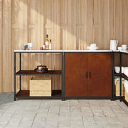 Set di Stoccaggio per Cucina con porta 2 pz-Armadietto Cucina-Armadietto Cucina Ruggine Acciaio 772996
