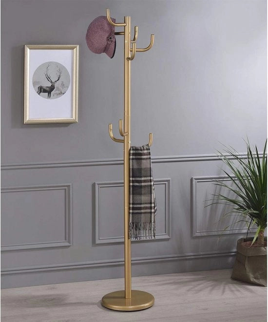 Capocassettiera in metallo dorato con 8 ganci e piede a tazza rotondo