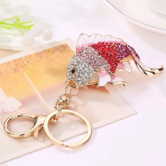 Hanger dorata con pietre strass e disegno di balena per decorazione di borse con chiusura a molla