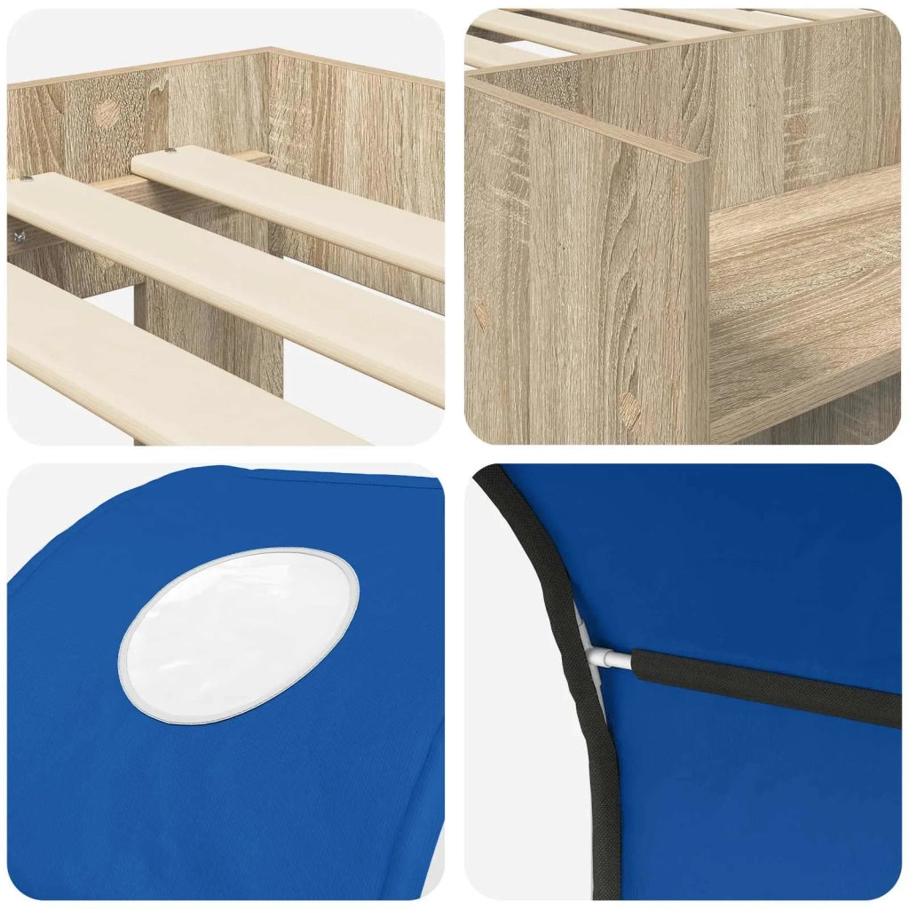 Letto con Tunnel 3 pz Rovere Sonoma e Blu Legno ingegnerizzato 3423505