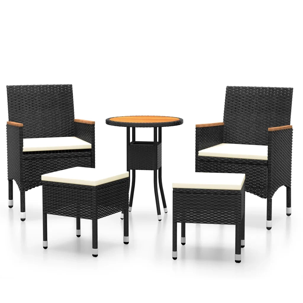 Set Salotto da Giardino 5 pz in Polyrattan Nero