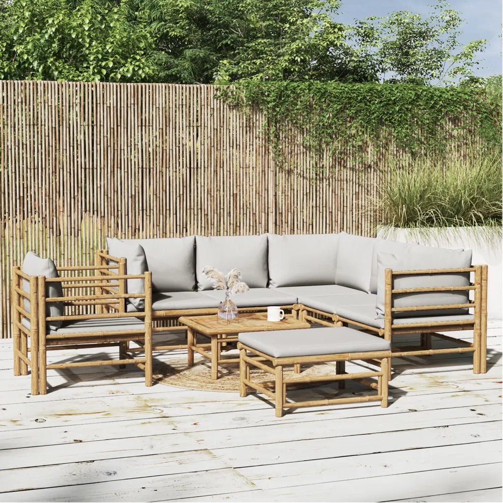 Set Salotto da Giardino 8pz con Cuscini Grigio Chiaro BambÃ¹