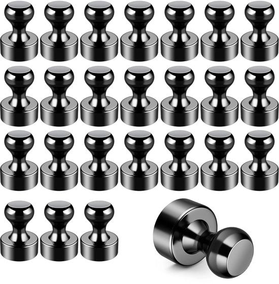 Magnetopossini 25 pezzi per bacheche magnetiche 12 x 16 mm, bacheche magnetiche, magneti per frigorifero, forte aderenza (nero)