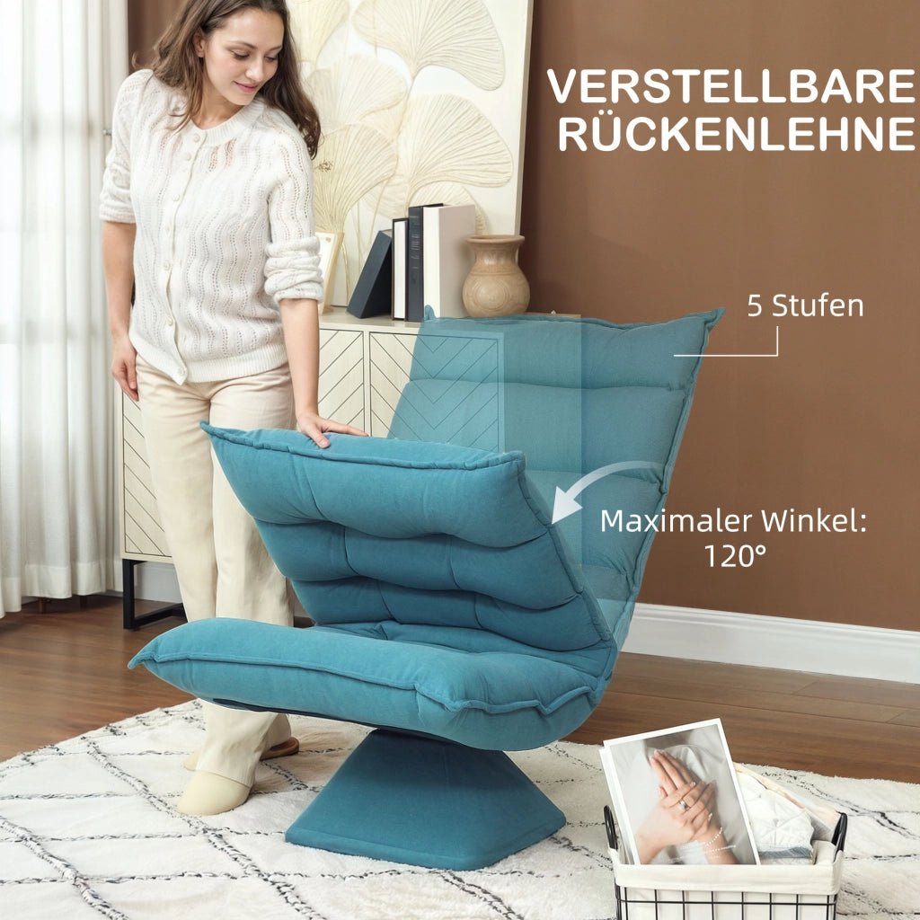 POLTRONA DA PAVIMENTO Girevole 62x70x95 cm Blu in Acciaio