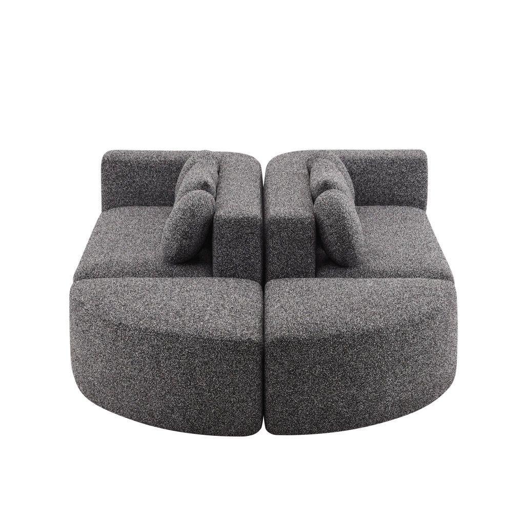 Divano modulare trasformabile in chenille nero 292x165x68 cm