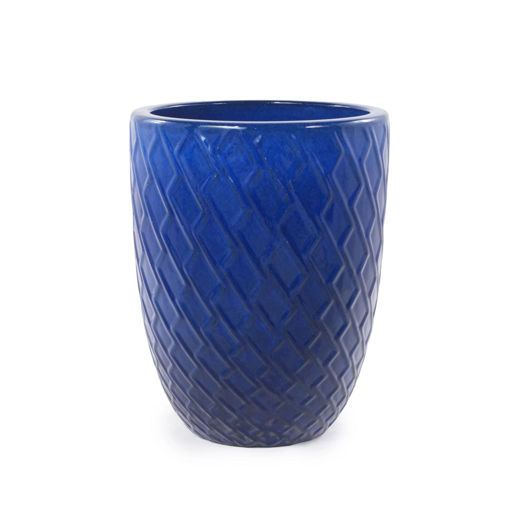VASO IN CERAMICA 42x54 cm Blu Reale motivo a rombi