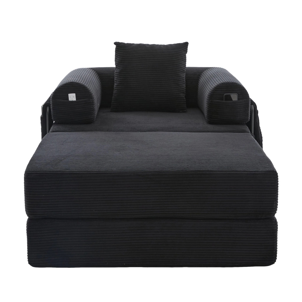 Poltrona Relax con Poggiapiedi e Cuscino ¨C MINIMAL ¨C Tessuto a Coste, Struttura in Metallo